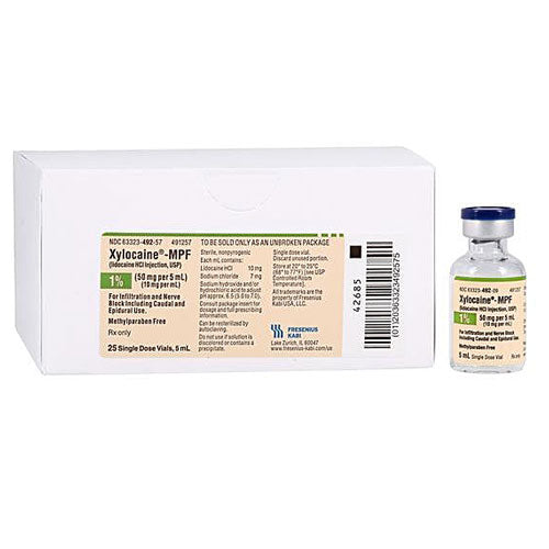 Xylocaine 1% Injection MPF 5 mL Single-Dose Vials, 25/Tray (Rx)