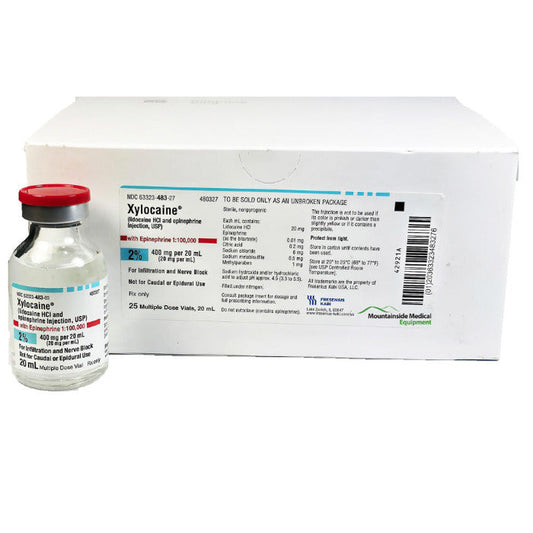 Xylocaine Lidocaine 2% with Epinephrine 1:100,000 Injection Multiple Dose Vial 20mL, 25/Pack (Rx)
