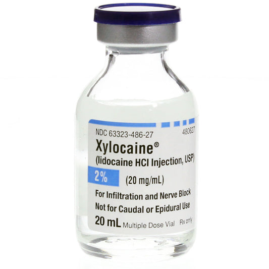 Xylocaine Lidocaine 2% Injection, 20 mg/mL, Multiple Dose Vials 20 mL, 25/Tray (Rx)