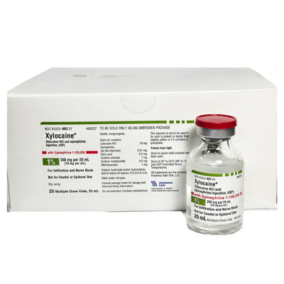 Xylocaine (lidocaine HCl) 1% and Epinephrine 1% Injection 1:00,000 Multiple-Dose Vial 20 mL x 25/Tray (RX)