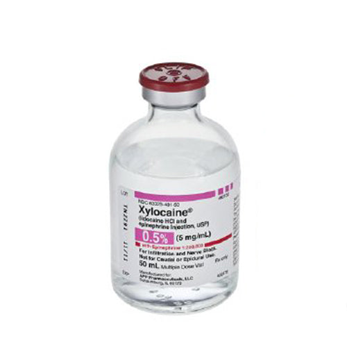 Xylocaine 0.5% with Epinephrine 1:200,000 Injection 50 mL Vials 25/Tray (Rx)