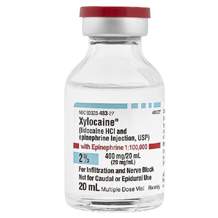 Xylocaine Lidocaine 2% with Epinephrine 1:100,000 Injection Multiple Dose Vial 20mL, 25/Pack (Rx)