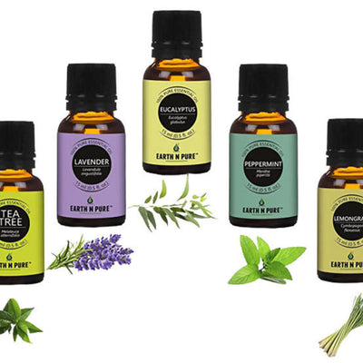 Earth N Pure Essential Oils (Tea Tree, Lavender, Eucalyptus, Peppermint & Lemongrass)