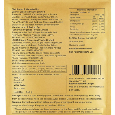 Carmel Organics Turmeric Root Powder