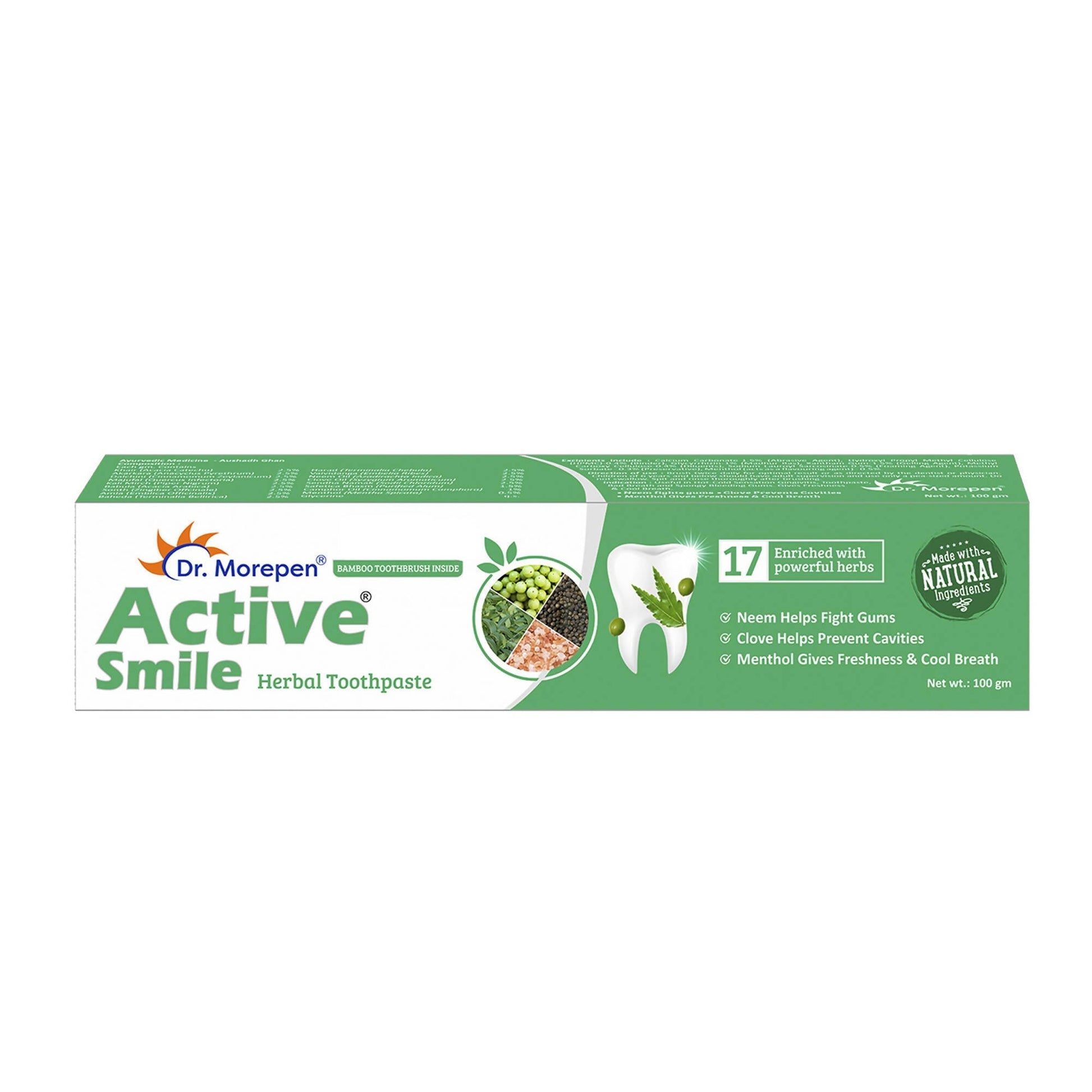 Dr. Morepen Active Smile Herbal Toothpaste with Neem, Clove & Menthol