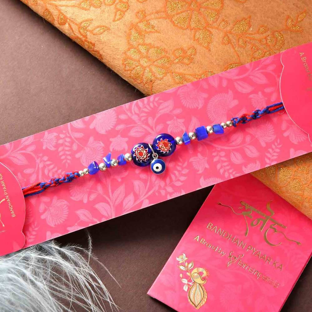 Evil Eye Rakhi With Laddu & Cashew Nuts Combo