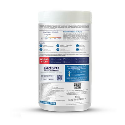Gritzo SuperMilk Weight+ (2-6y Boy & Girl), 4g Protein Powder - Creamy Vanilla