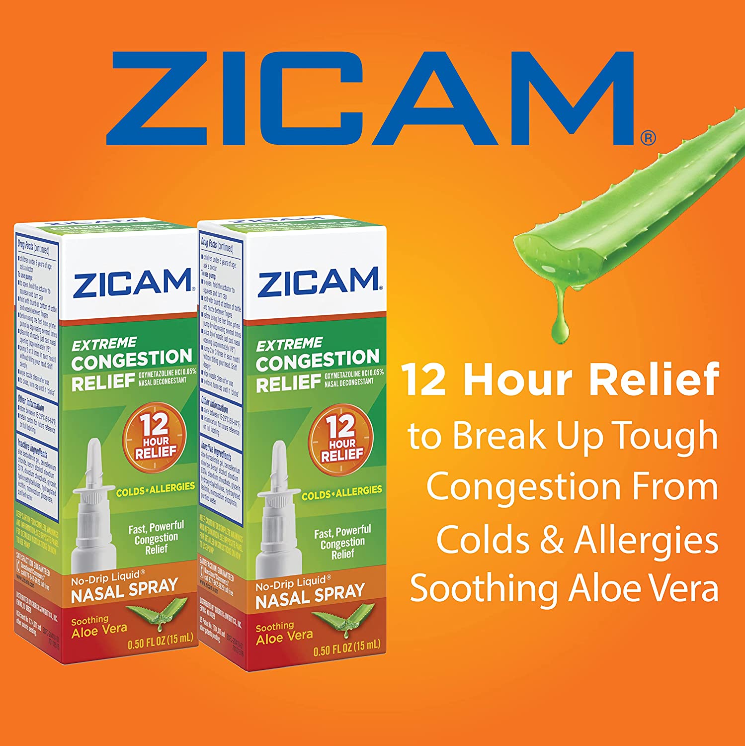 Zicam Extreme Congestion Cold and Allergy Relief Nasal Gel Spray with Soothing Aloe Vera