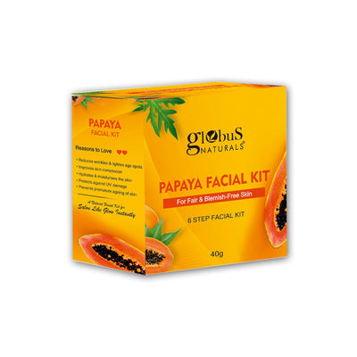Globus Naturals Papaya Facial Kit For Blemish Free Skin & Anti-Pigmentation, 6 Steps