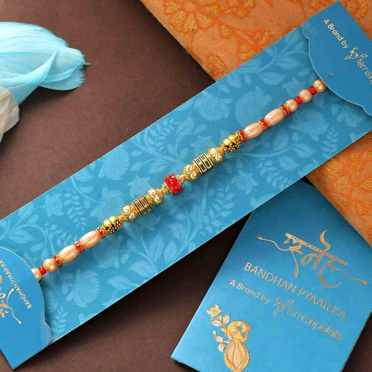 Beads Stones Rakhi & Handmade Assorted Chocolates Combo