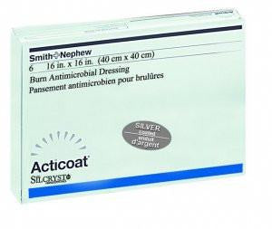 Acticoat Silver Coated Antimicrobial Barrier Dressing 4 x 4" by Smith & Nephew 12/box