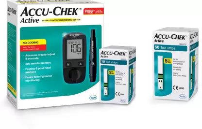 ACCU-CHEK Active Glucose Monitor with 60 Strips Glucomete Glucometer  (Black)