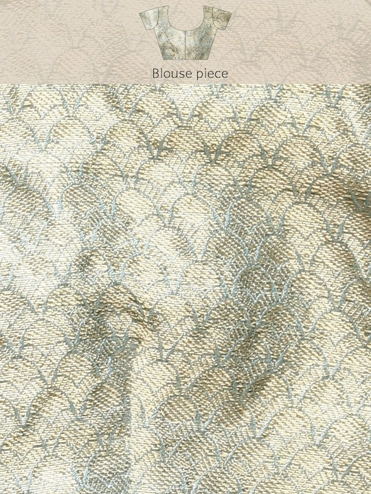 Blue & Gold-Toned Ethnic Motifs Zari Organza Kanjeevaram Saree