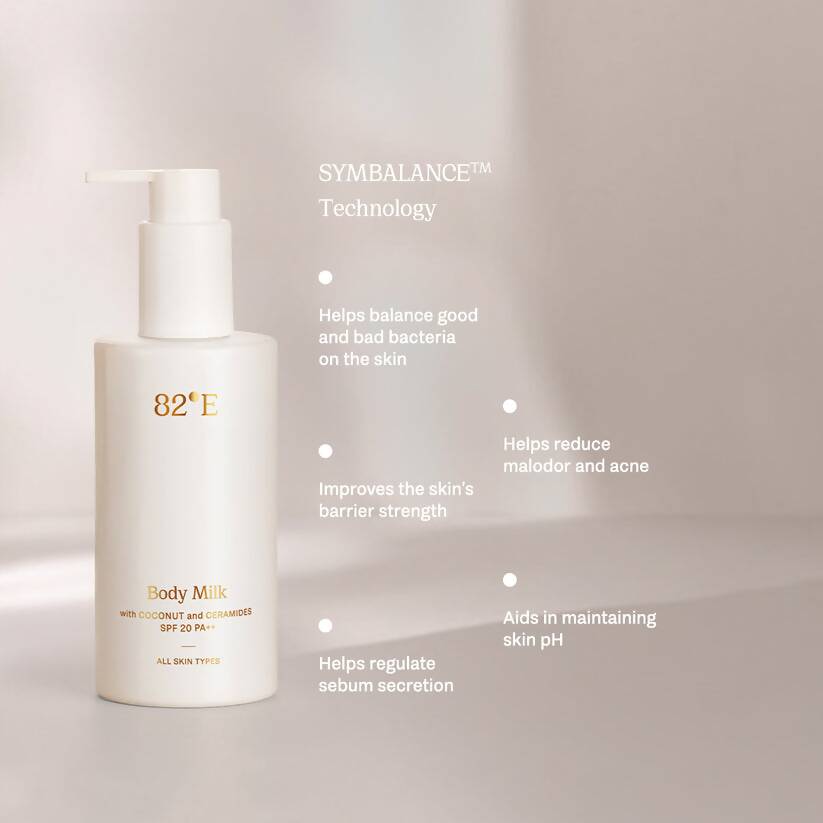 82°E By Deepika Padukone Body Milk Cream, SPF 20 PA++ with Coconut and Ceramides