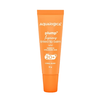 Aqualogica Coral Slush Plump+ Luscious Tinted Lip Balm with Mango and Hyaluronic Acid, SPF 20+