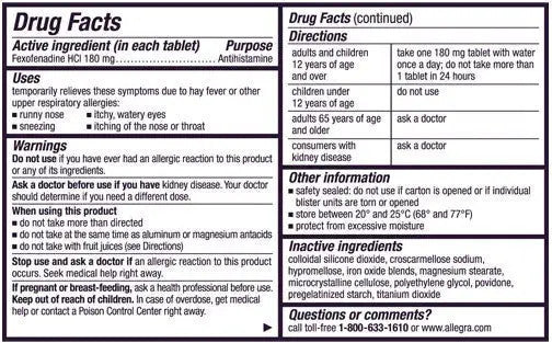 Allegra Allergy 24 Hour Relief 45 Tablets