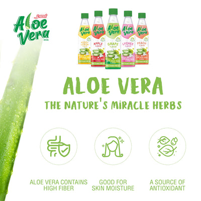 Aloe Vera Drink 365ml | Lychee Flavour with 10% Aloe Vera Cubes | Ready to Drink