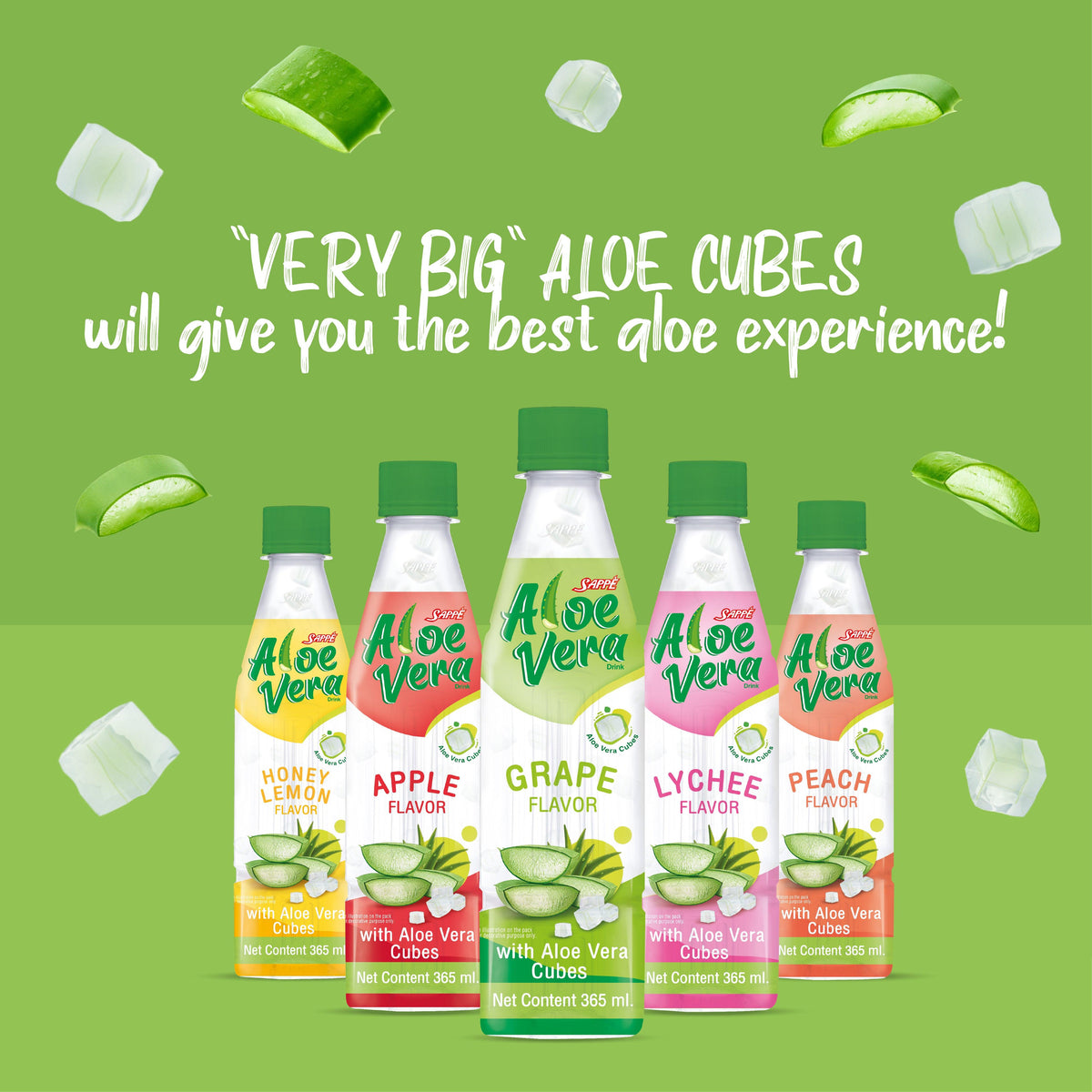 Aloe Vera Drink 365ml | Apple Flavour with 10% Aloe Vera Cubes