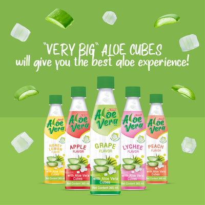 Aloe Vera Drink 365ml | Peach Flavour with 10% Aloe Vera Cubes | Ready to Drink