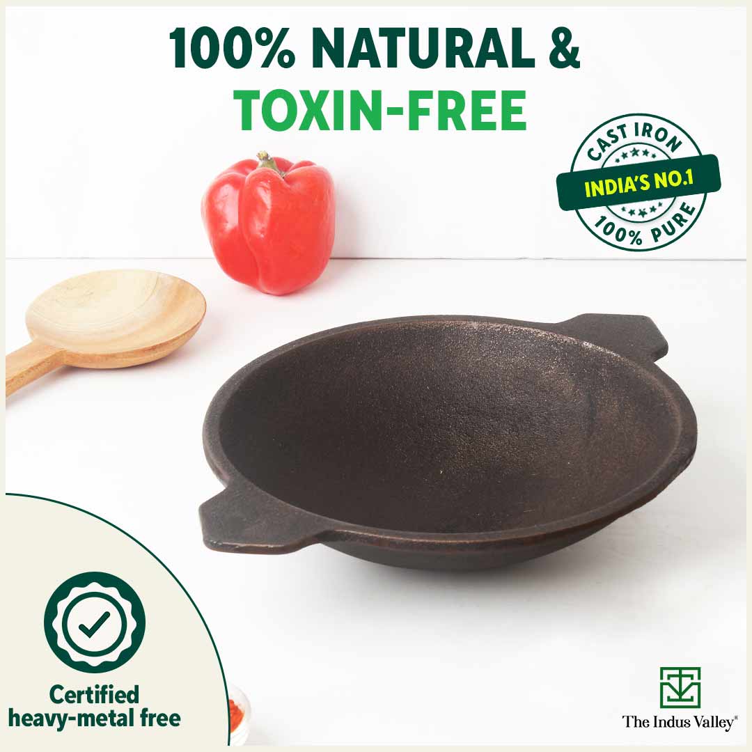 CASTrong Cast Iron Appam Pan/Appachetty, Pre-seasoned, Nonstick, 100% Pure, Toxin-free, Induction, 22cm