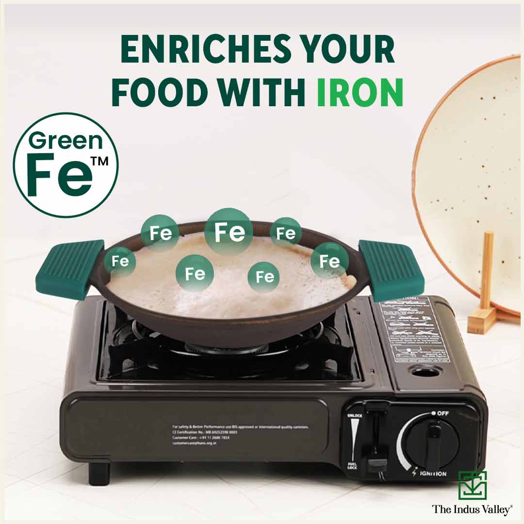 CASTrong Super Smooth Cast Iron Appam Pan/Appachetty, Silicon Handle,Pre-seasoned, Nonstick, 100% Pure, Toxin-free, 22cm, 1.9kg