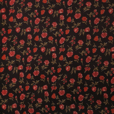 Black & Red Poly Georgette Printed Saree