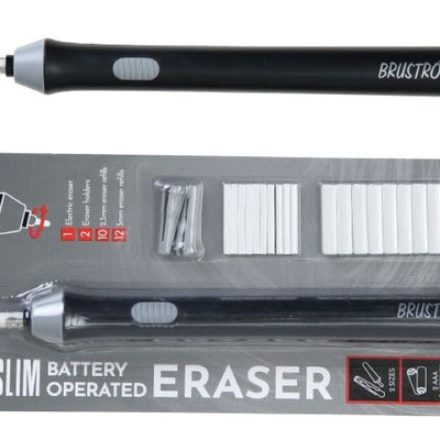 Brustro Slim Battery Operated Eraser + Woodless Charcoal Pencil + A5 Drawing Paper (32+8 Sheets)