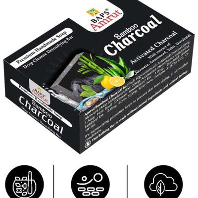 BAPS Amrut Bamboo Charcoal Soap ( Pack Of 3 ) | 100 gms each