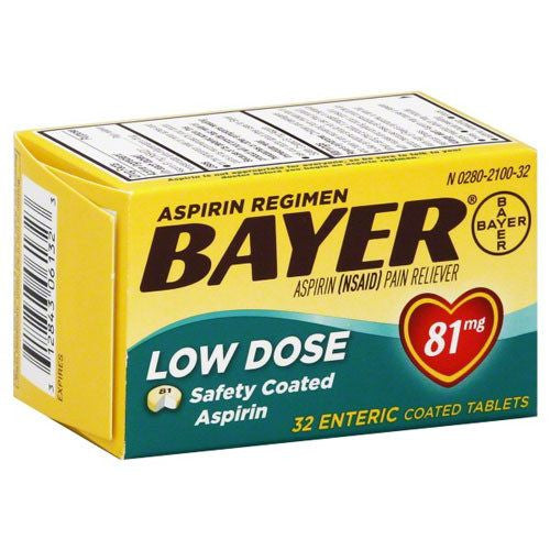 Bayer Aspirin Low-Dose 81mg (Baby Aspirin), Safety Enteric Coated