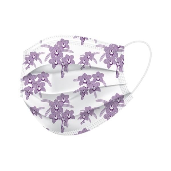 Face Mask, ASTM Level 3, Purple & White Orchid, 50/bx, EcoBee – Himkhand