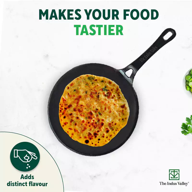 CASTrong Cast Iron Tawa+ Free ₹400 Tadka Pan,Pre-seasoned, Nonstick, 100% Pure, Toxin-free, 25.9cm, 1.9kg