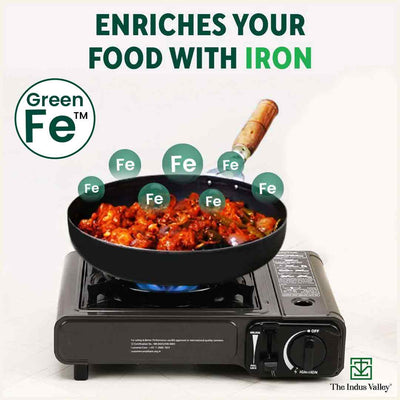 100% Pure Sheet Iron Fry Pan with Wooden Handle, Seasoned, Toxin-free, Induction, 16.5/25.4/30.4 cm