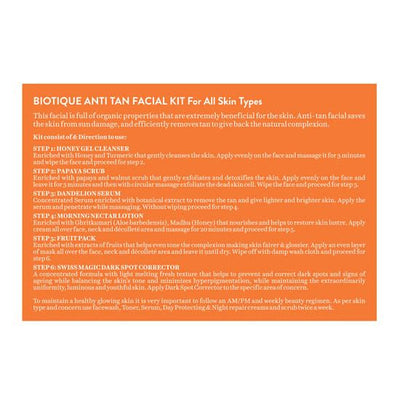 Biotique Anti Tan Facial Kit For Tan-Removal & Clear Young Skin - (5*10 gms + 15 gms)