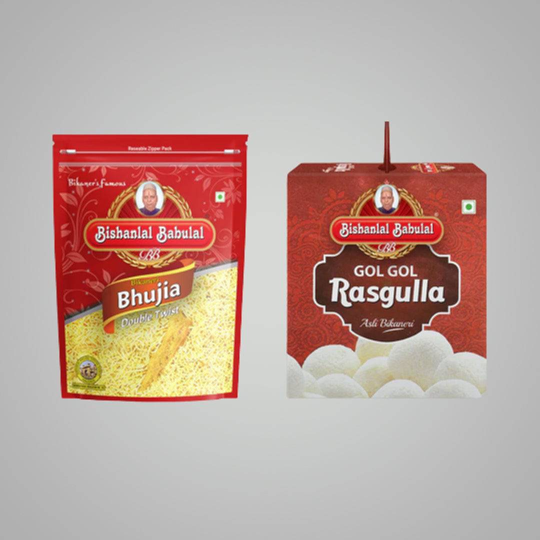 Bishanlal Babulal Jaipur Combo: Bhujia & Rasgulla