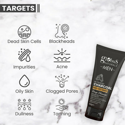 Globus Naturals Anti Pollution & Anti Acne Detox Charcoal Peel Off Mask For Men