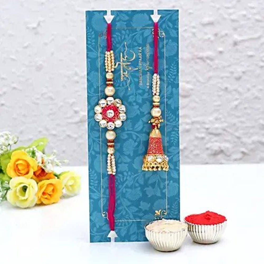 Ethnic Lumba Rakhi Set and Chocolates