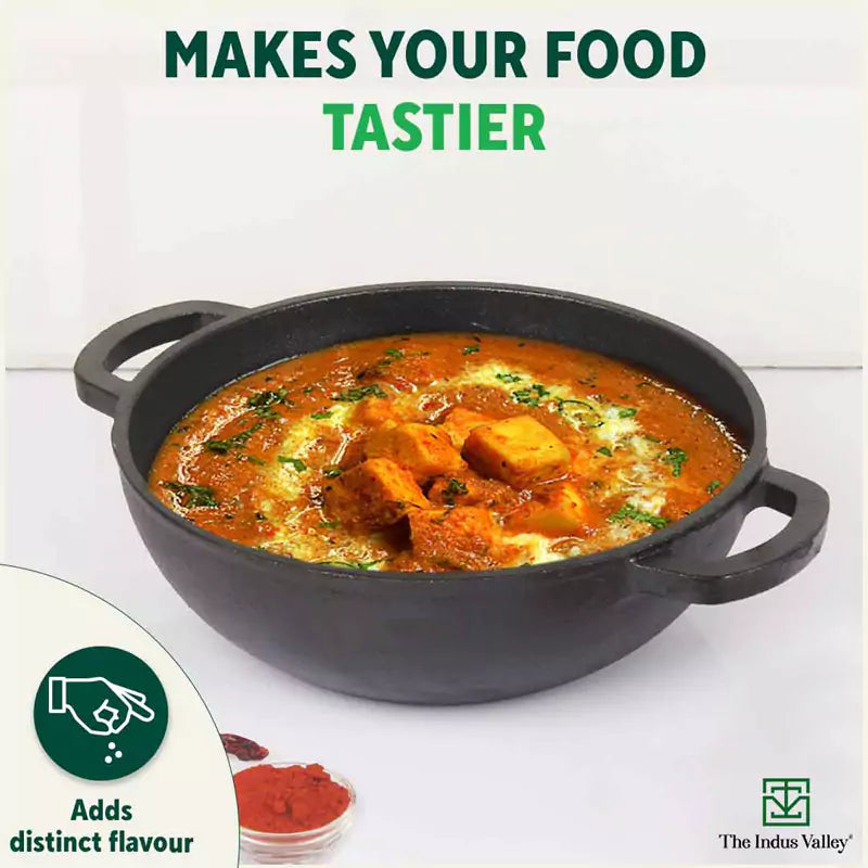 Cast Iron Kadai, Seasoned, Nonstick, 100% Pure, Toxin-free, Induction, 25.4 cm, 2.3 L, 2.5kg