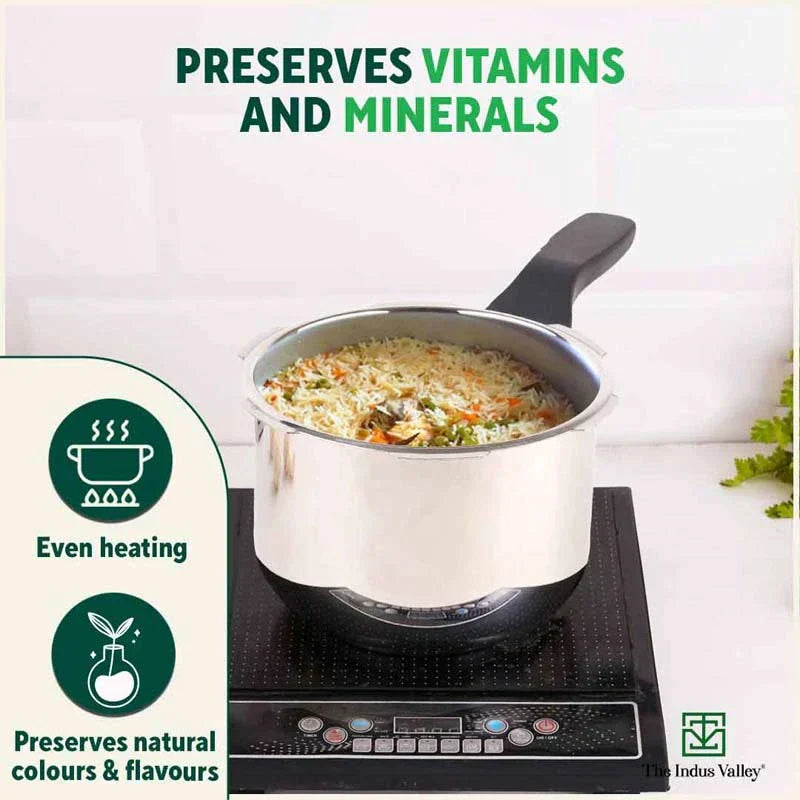 3L+ 4.5L QuicKooker Stainless Steel Pressure Cooker Combo+ Free ₹600 Wood Chopping Board, Premium Quality, Tri-ply (3 Layer) Heavy Bottom, 3Yr Warranty, ISI Certified, Induction & Gas