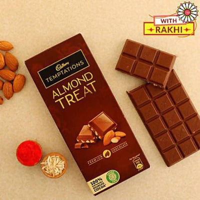 Cute Ganesha Rakhi and Almond Treat Chocolate