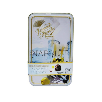 Ajfan Dark Chocolate Limoncello Pralines in Napoli Gift Tin