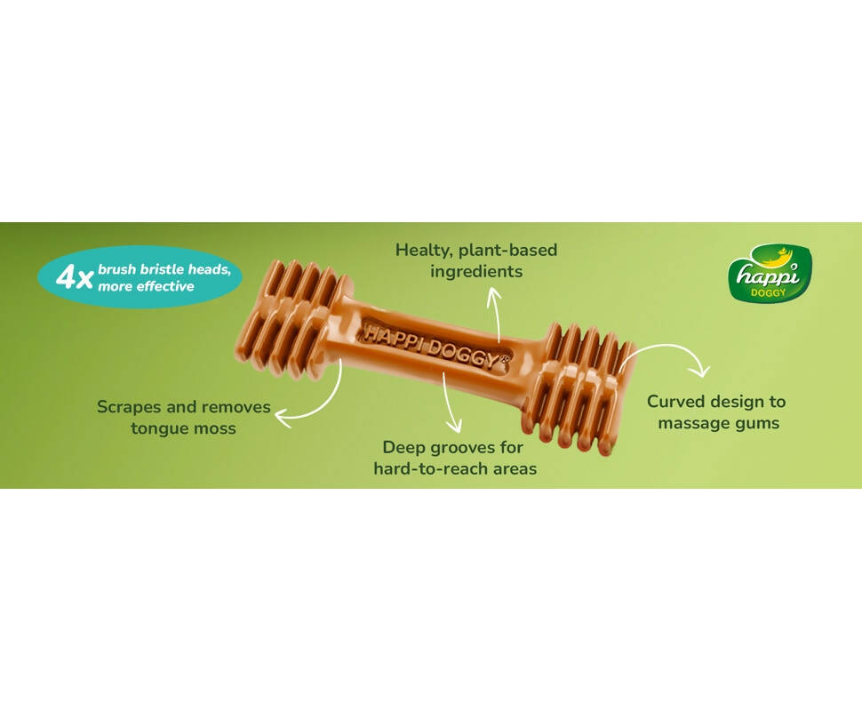 Happi Doggy Dental Chew Care Skin & Coat Support Honey & Coconut Oil