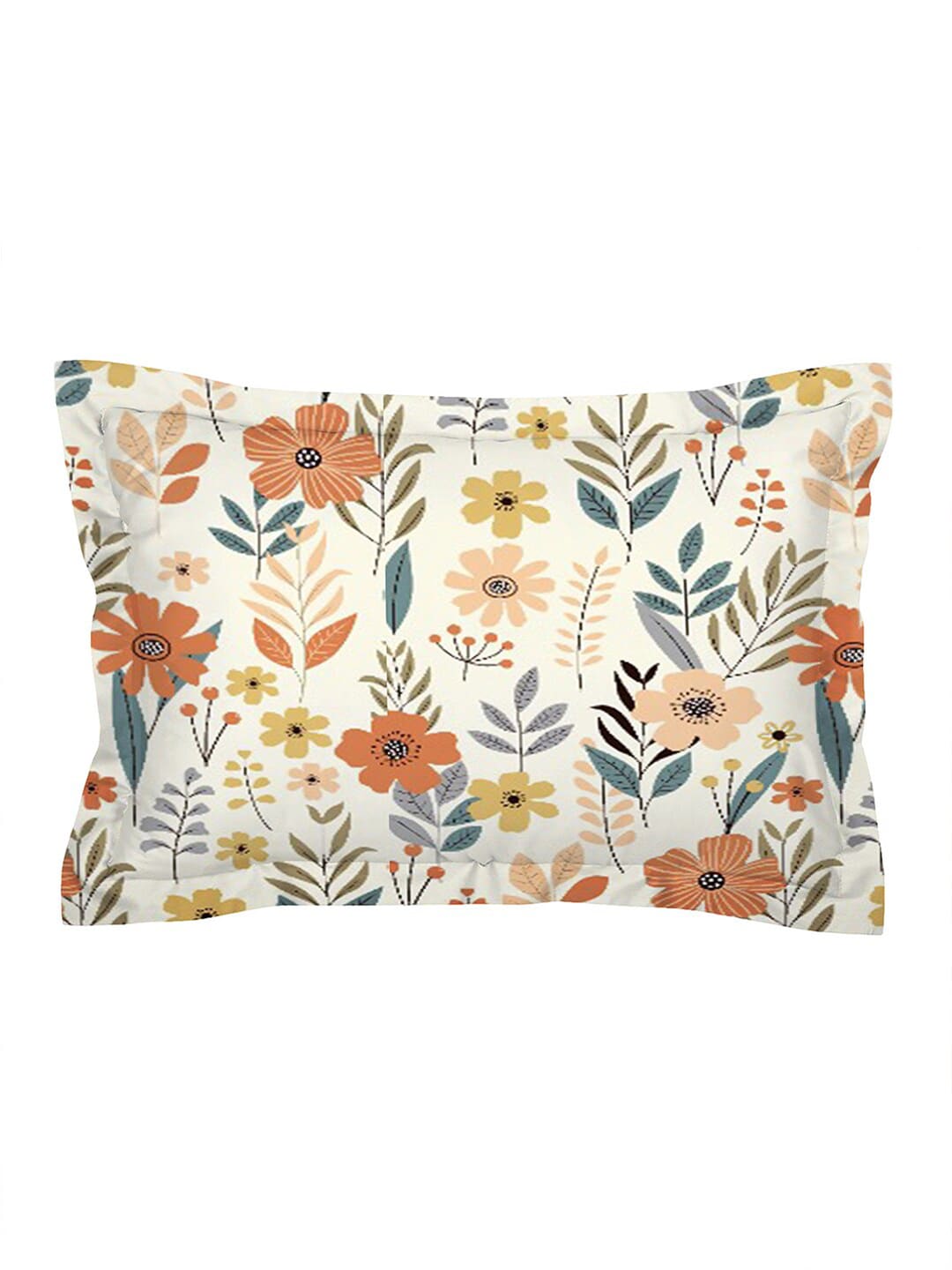 AEROHAVEN Premium Cream-Coloured Floral Cotton 300 TC King Bedsheet & 2 Pillow Covers