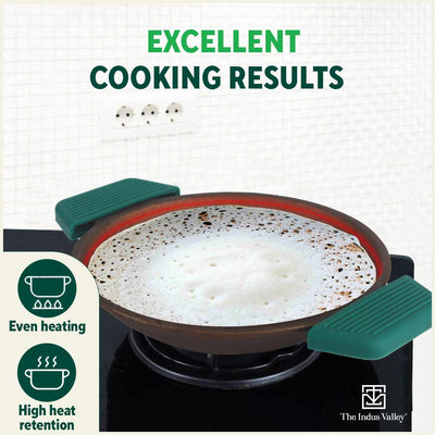 CASTrong Super Smooth Cast Iron Appam Pan/Appachetty, Silicon Handle,Pre-seasoned, Nonstick, 100% Pure, Toxin-free, 22cm, 1.9kg