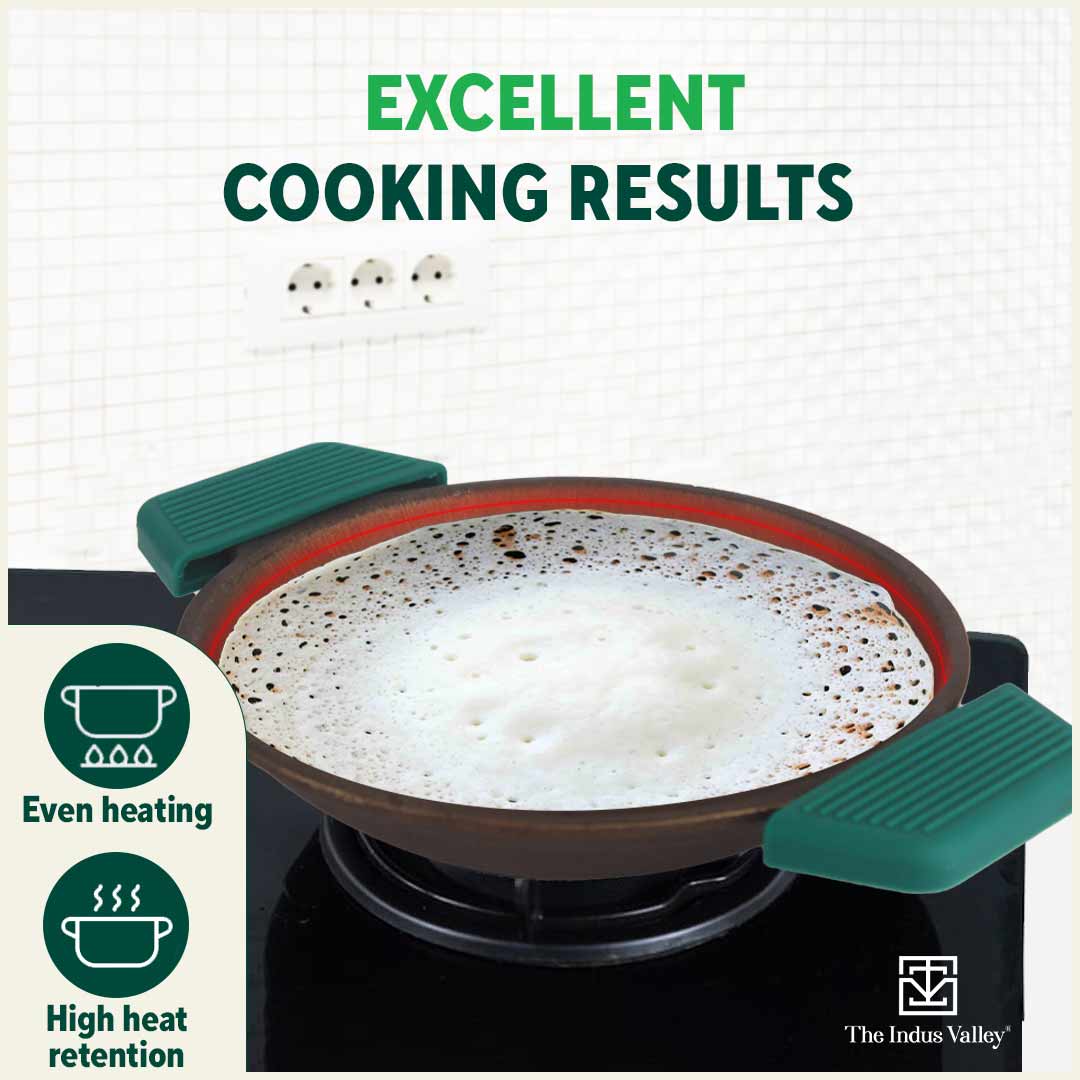 CASTrong Super Smooth Cast Iron Appam Pan/Appachetty, Silicon Handle,Pre-seasoned, Nonstick, 100% Pure, Toxin-free, 22cm, 1.9kg