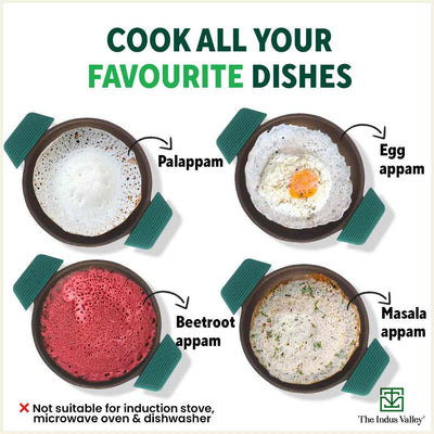 CASTrong Super Smooth Cast Iron Appam Pan/Appachetty, Silicon Handle,Pre-seasoned, Nonstick, 100% Pure, Toxin-free, 22cm, 1.9kg