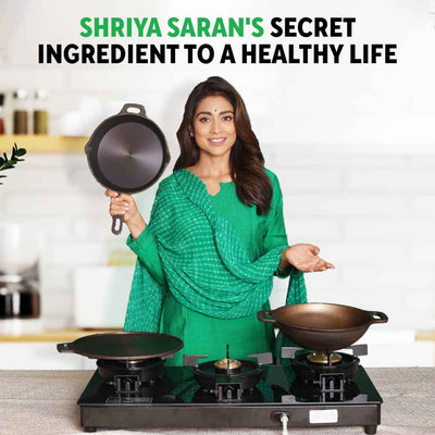 CASTrong Cast Iron Tadka Pan, Pre-seasoned, Natural Nonstick, 100% Pure, Toxin-free, Induction