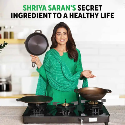 CASTrong Cast Iron Grill Pan, Round,Pre-seasoned, 100% Pure, Toxin-free, Induction, 27cm, 2.1kg