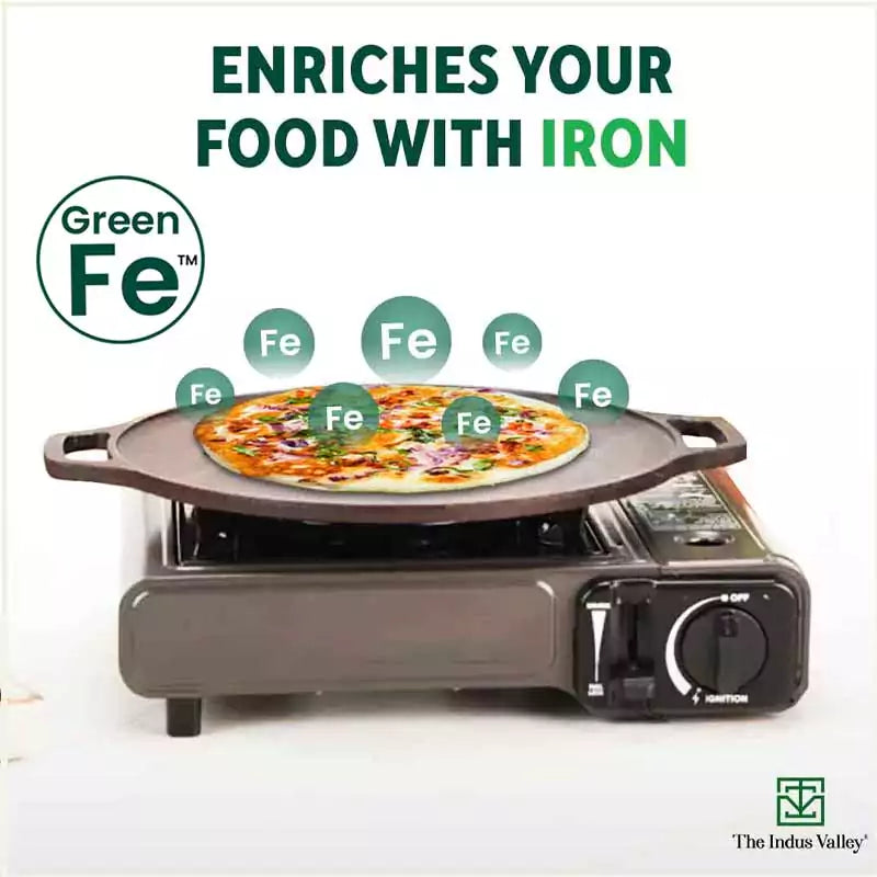 CASTrong Cast Iron Roti/Dosa Tawa, Pre-seasoned, Nonstick, 100% Pure, Toxin-free, Gas & Induction, Free ₹110 Spatula, 30.2cm, 2.4kg