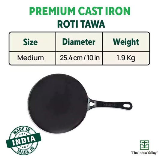 CASTrong Cast Iron Tawa+ Free ₹400 Tadka Pan,Pre-seasoned, Nonstick, 100% Pure, Toxin-free, 25.9cm, 1.9kg