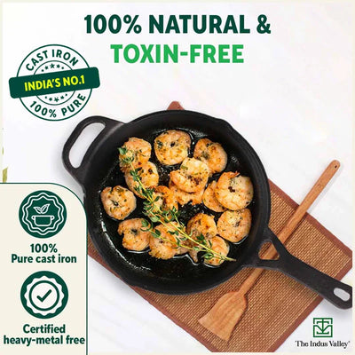 CASTrong Cast Iron Fry Pan/Skillet, Pre-seasoned, Nonstick, 100% Pure, Toxin-free, Induction, 26.2cm, 1.8L, 2.3kg